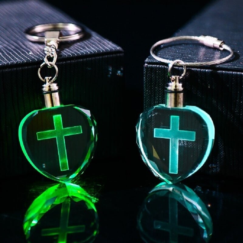 水晶十字架鑰匙圈-福音水晶鑰匙圈