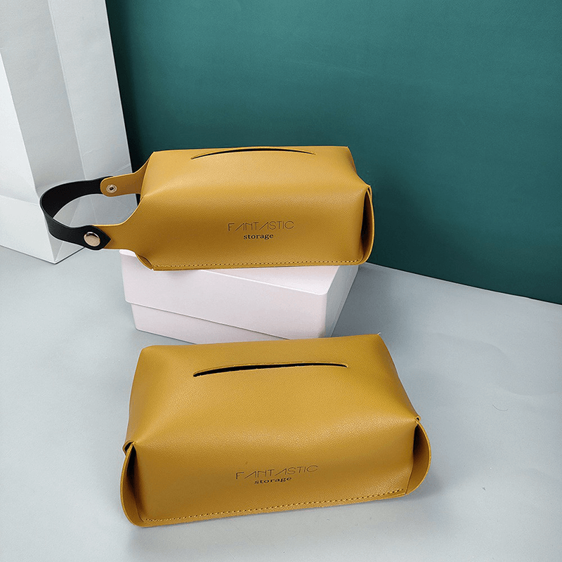 SL138-吊掛式抽紙紙巾盒收納盒-土黃色